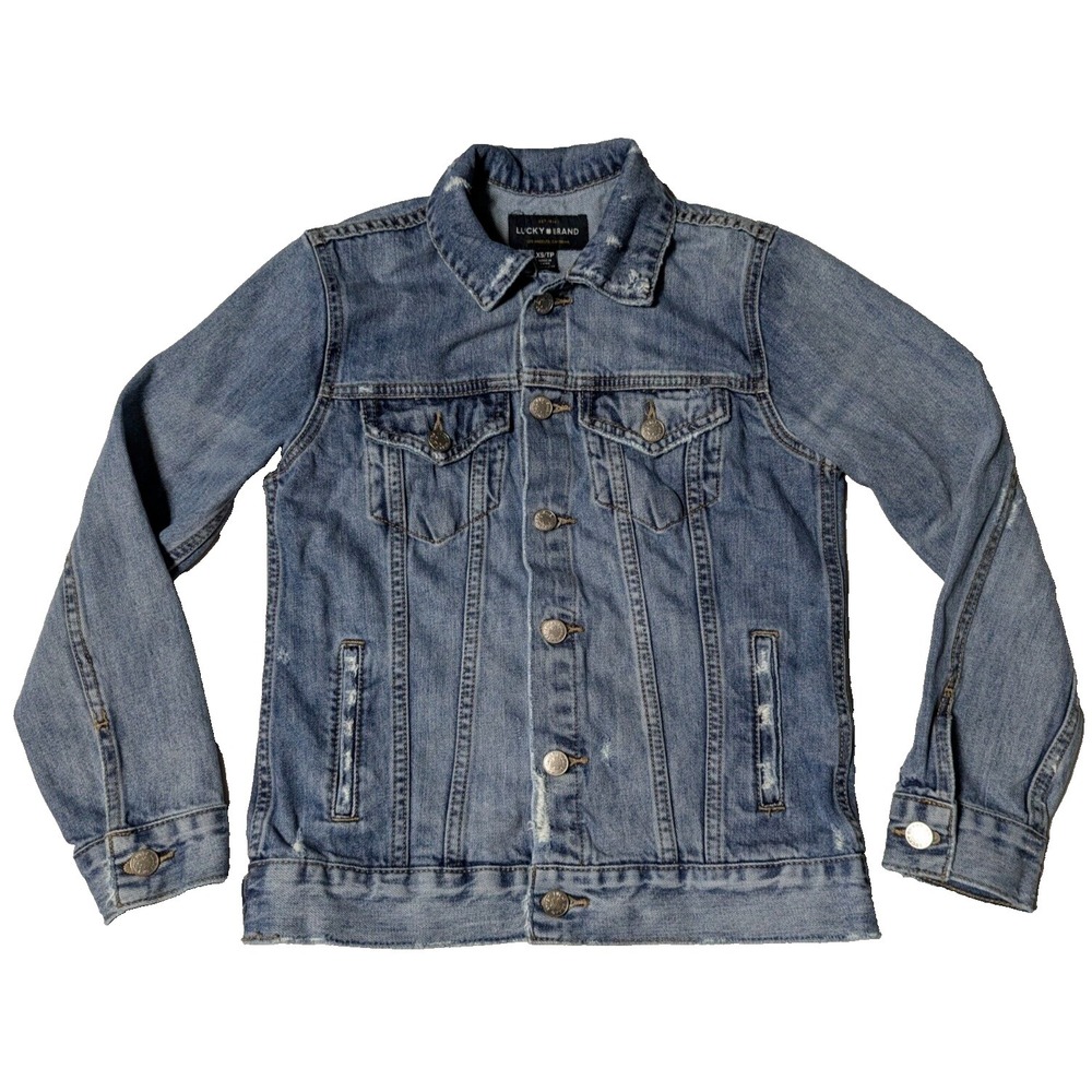 LUCKY BRAND The Tomboy Trucker Women XS Distressed Denim Jean Jacket